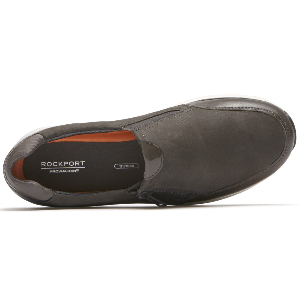 Rockport Singapore Womens Slip-On - Trustride Side Zip Dark Grey - IT8372059